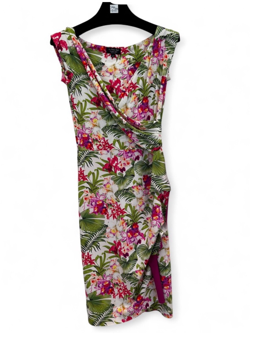Chiara Boni Floral Tropical Sheath Dress in White, Green, Pink